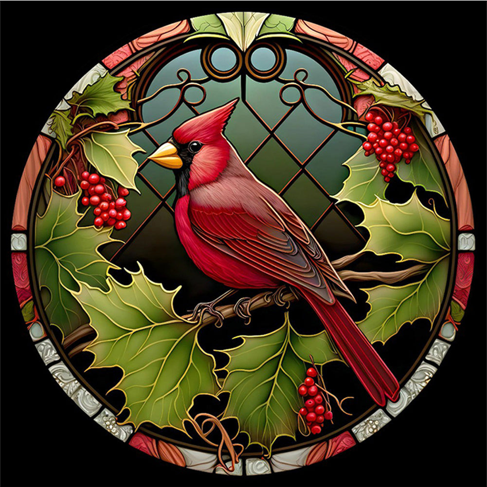 Glass Painting - Cardinal - 11CT Stamped Cross Stitch 40*40CM