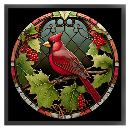 Glass Painting - Cardinal - 11CT Stamped Cross Stitch 40*40CM