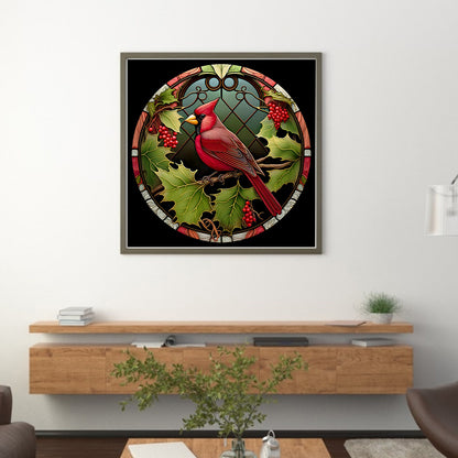 Glass Painting - Cardinal - 11CT Stamped Cross Stitch 40*40CM