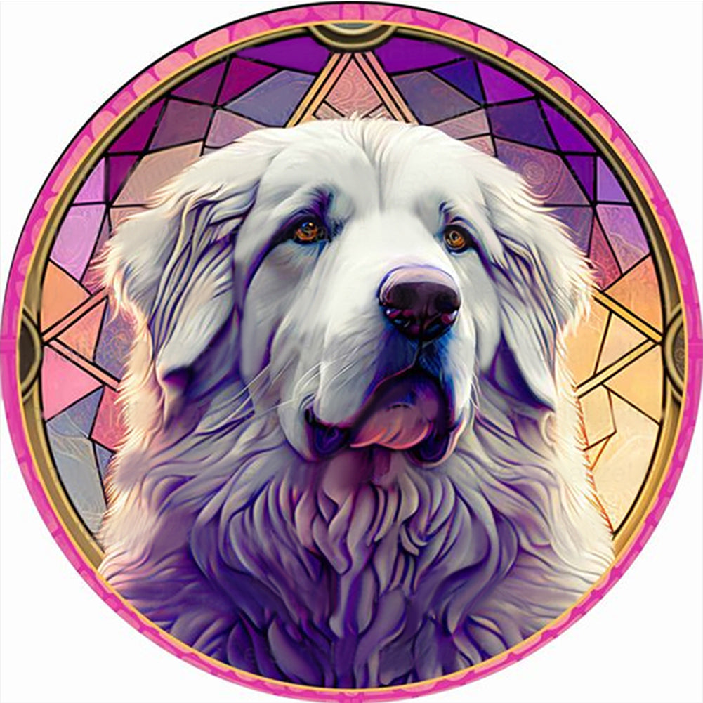 Glass Painting-Great Pyrenees - 11CT Stamped Cross Stitch 40*40CM