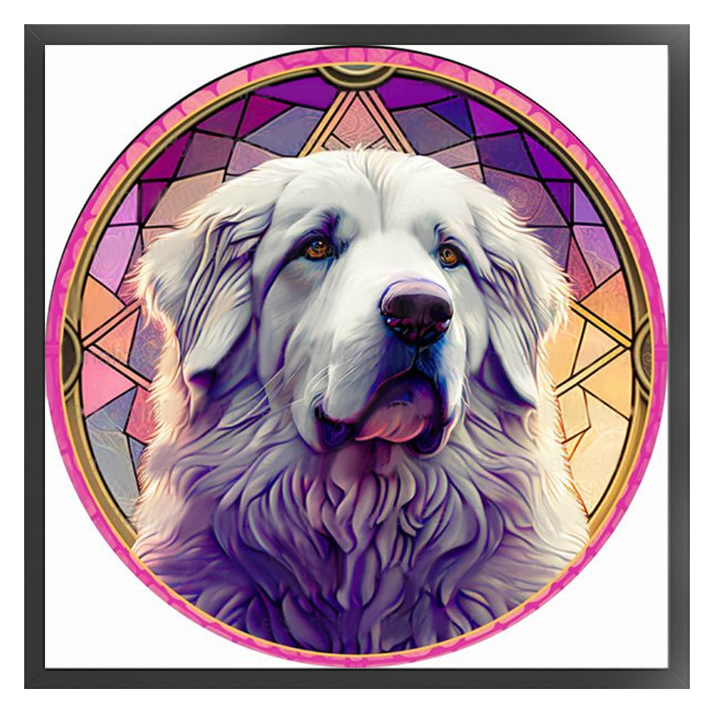 Glass Painting-Great Pyrenees - 11CT Stamped Cross Stitch 40*40CM