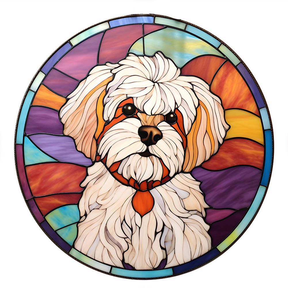 Glass Painting - Maltese Dog - 11CT Stamped Cross Stitch 40*40CM