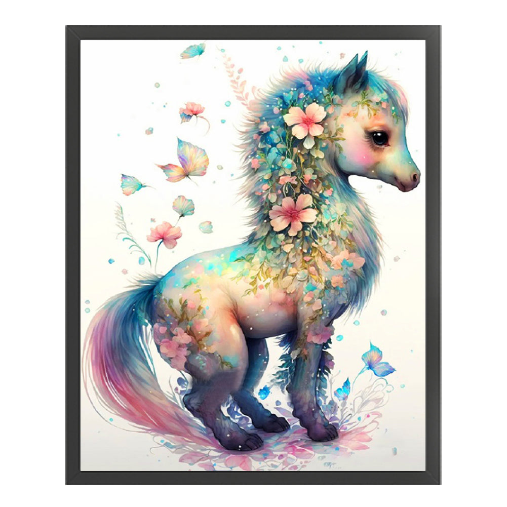 Flower Pony - 11CT Stamped Cross Stitch 40*50CM