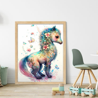 Flower Pony - 11CT Stamped Cross Stitch 40*50CM