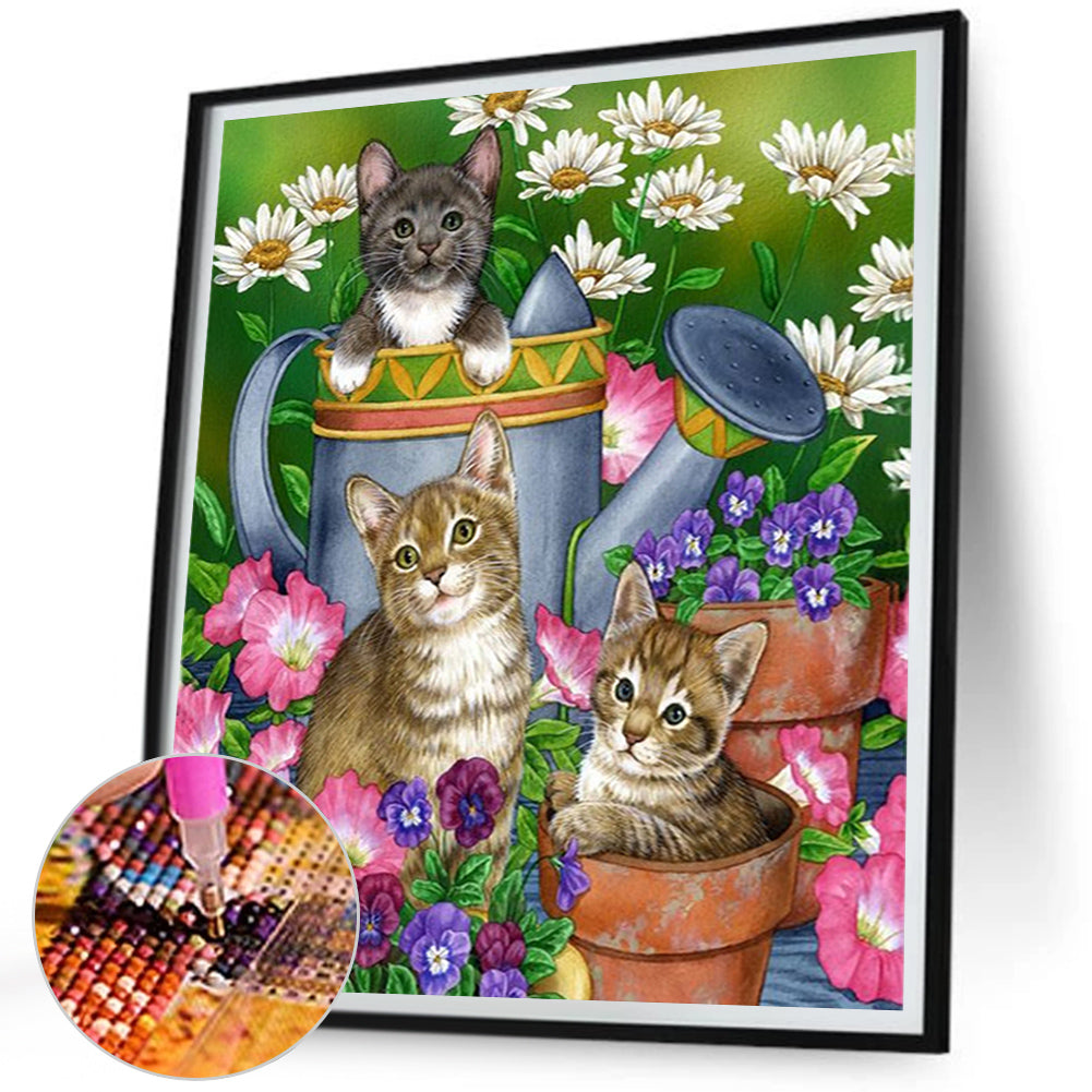 Cat Cat - AB Round Drill Diamond Painting 45*50CM