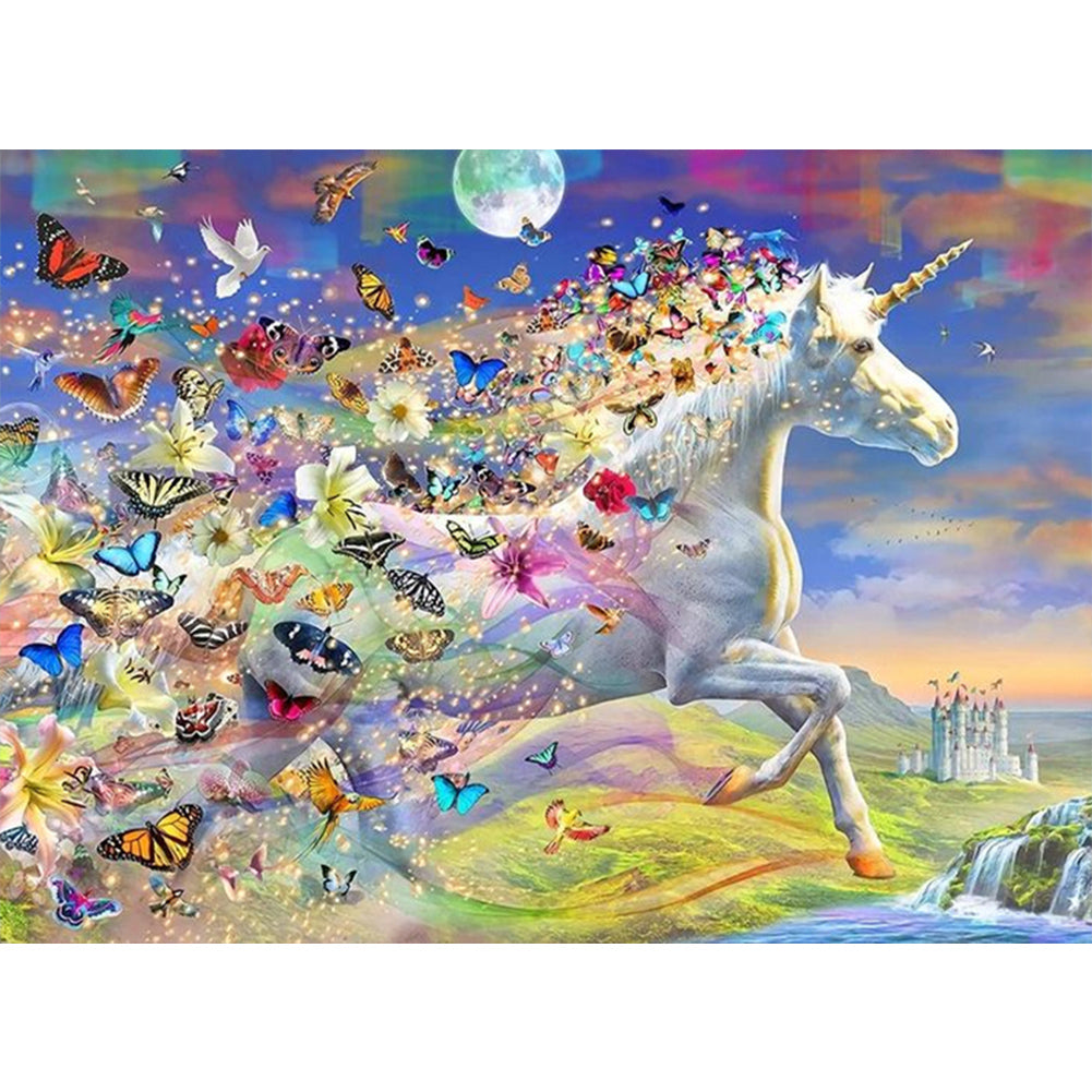 Butterfly Horse - AB Round Drill Diamond Painting 40*55CM