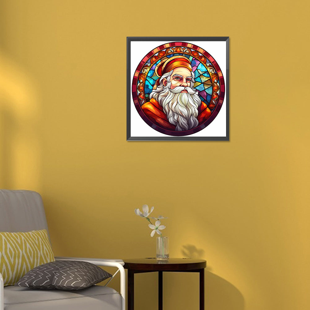 Christmas Santa Glass Painting - Full Round Drill Diamond Painting 30*30CM