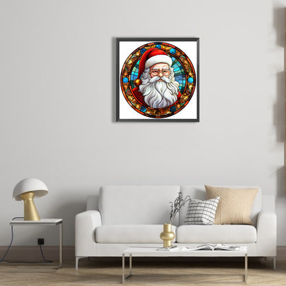 Christmas Santa Glass Painting - Full Round Drill Diamond Painting 30*30CM