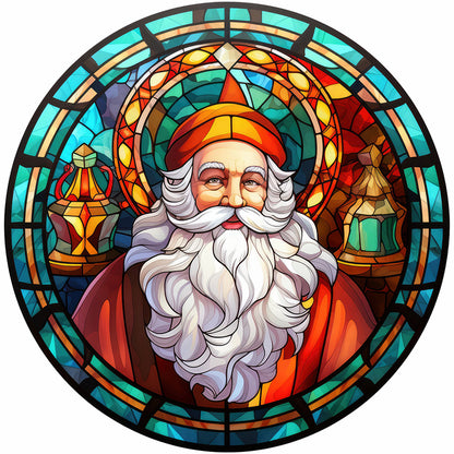 Christmas Santa Glass Painting - Full Round Drill Diamond Painting 30*30CM