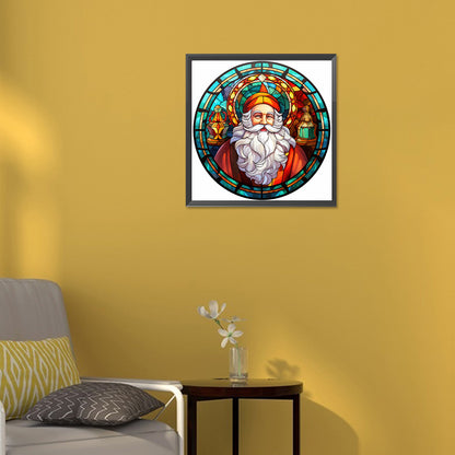 Christmas Santa Glass Painting - Full Round Drill Diamond Painting 30*30CM