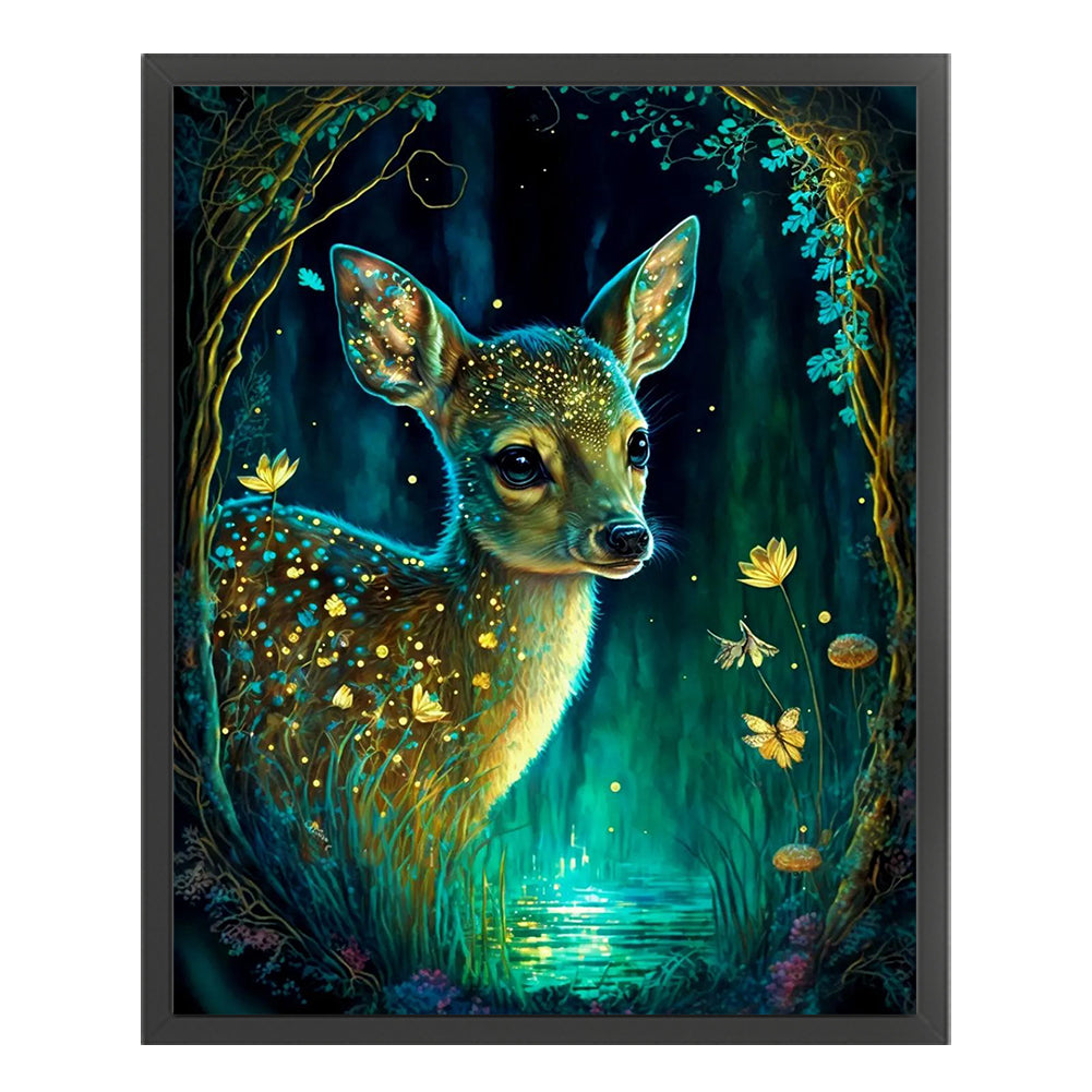 Deer In The Forest At Night - 11CT Stamped Cross Stitch 40*50CM