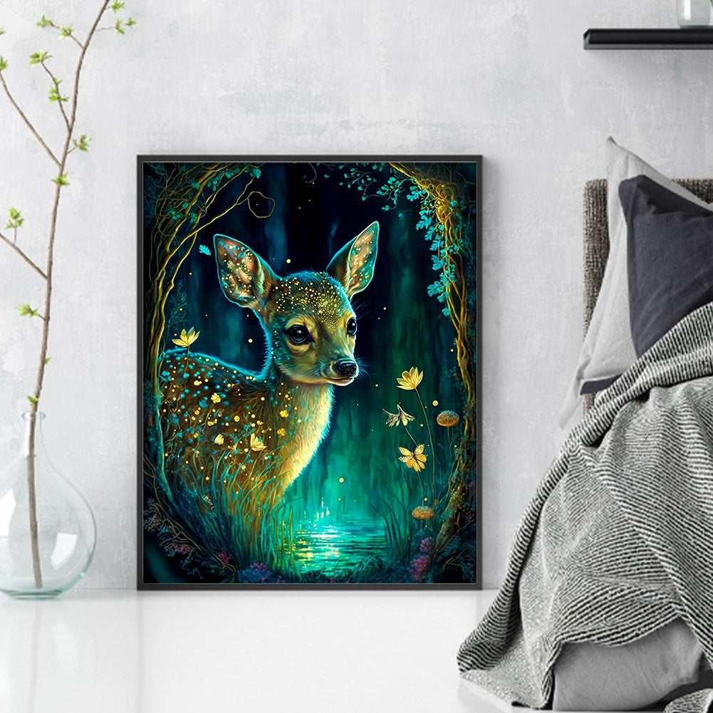 Deer In The Forest At Night - 11CT Stamped Cross Stitch 40*50CM