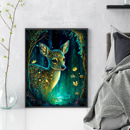 Deer In The Forest At Night - 11CT Stamped Cross Stitch 40*50CM