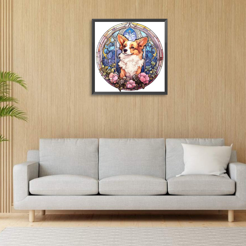 Dog Under Window Sill - Full Round Drill Diamond Painting 30*30CM