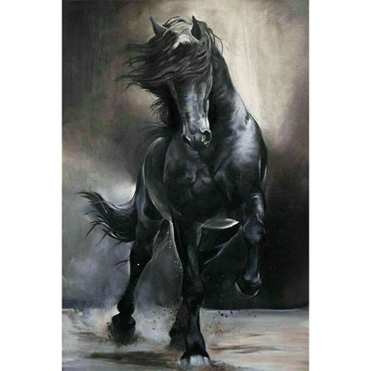 Black And White Galloping Horse - Full Square Drill Diamond Painting 40*60CM