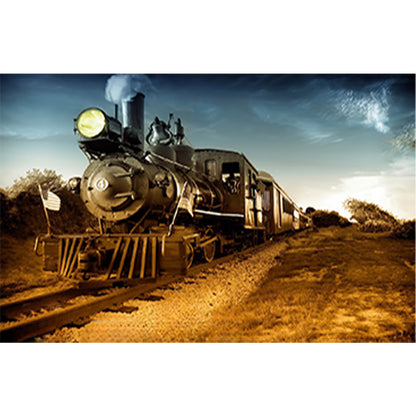 Large Mural Wall Art - Polar Express Fall Winter Steam Locomotive - Full Round Drill Diamond Painting 150*100CM