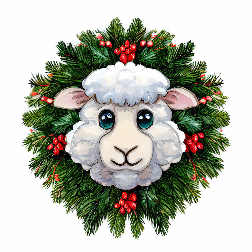 Small Animal Wreath Sheep - Full Round Drill Diamond Painting 30*30CM