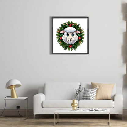 Small Animal Wreath Sheep - Full Round Drill Diamond Painting 30*30CM