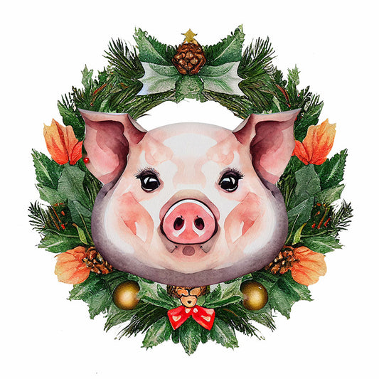 Small Animal Garland Pig - Full Round Drill Diamond Painting 30*30CM