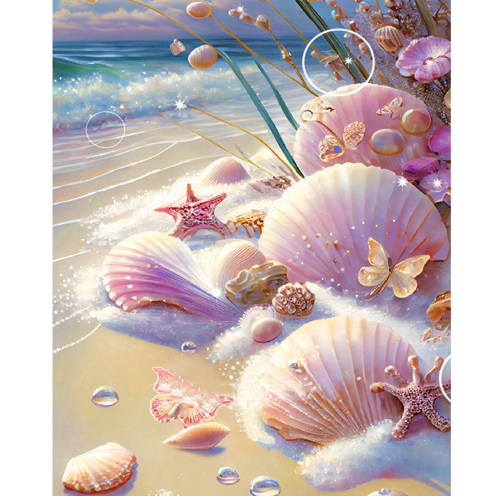 Beach Pink Shells - Full Square Drill Diamond Painting 40*50CM