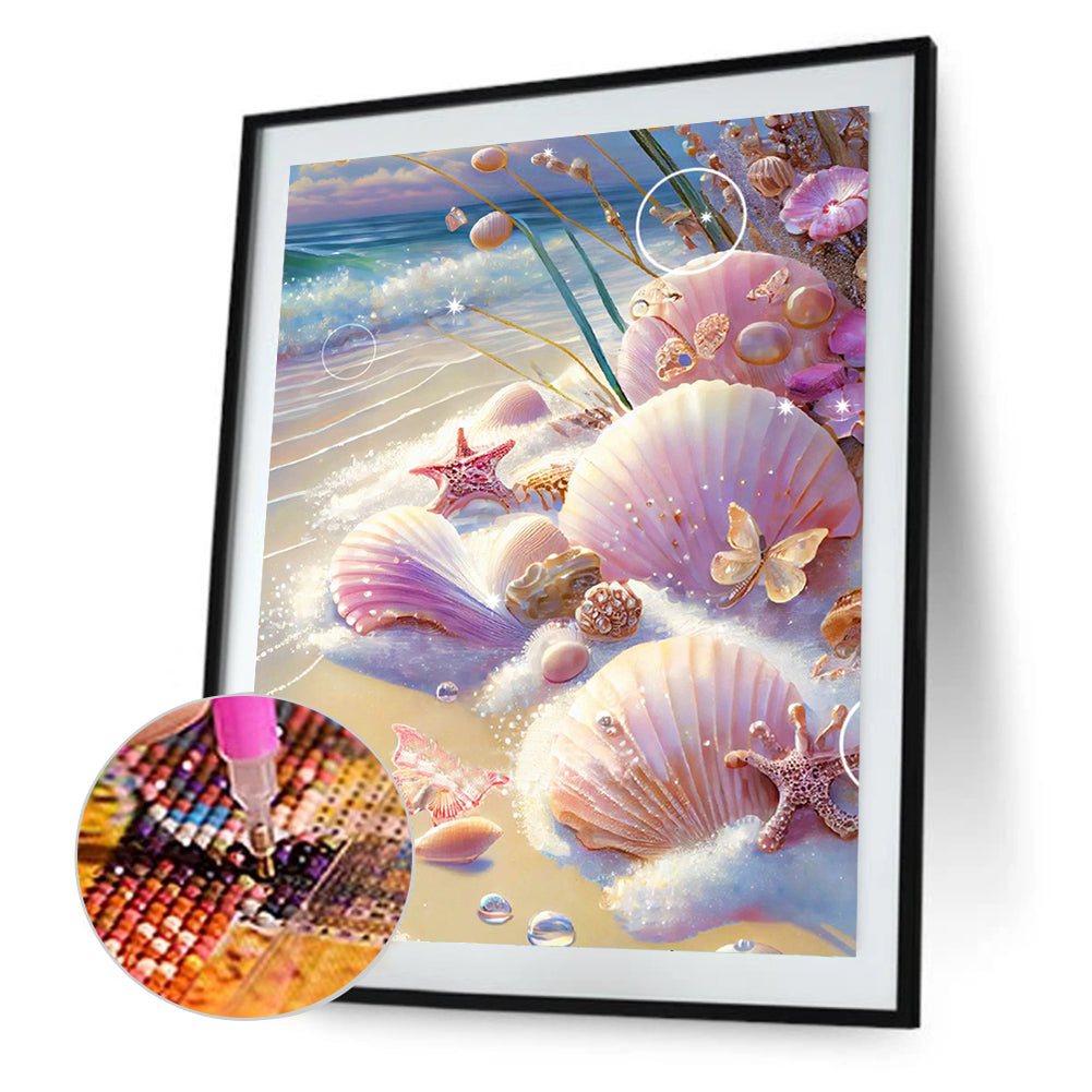 Beach Pink Shells - Full Square Drill Diamond Painting 40*50CM