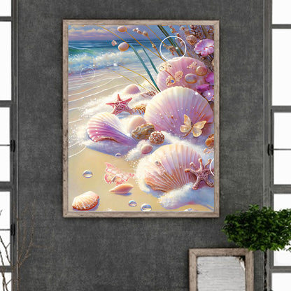 Beach Pink Shells - Full Square Drill Diamond Painting 40*50CM