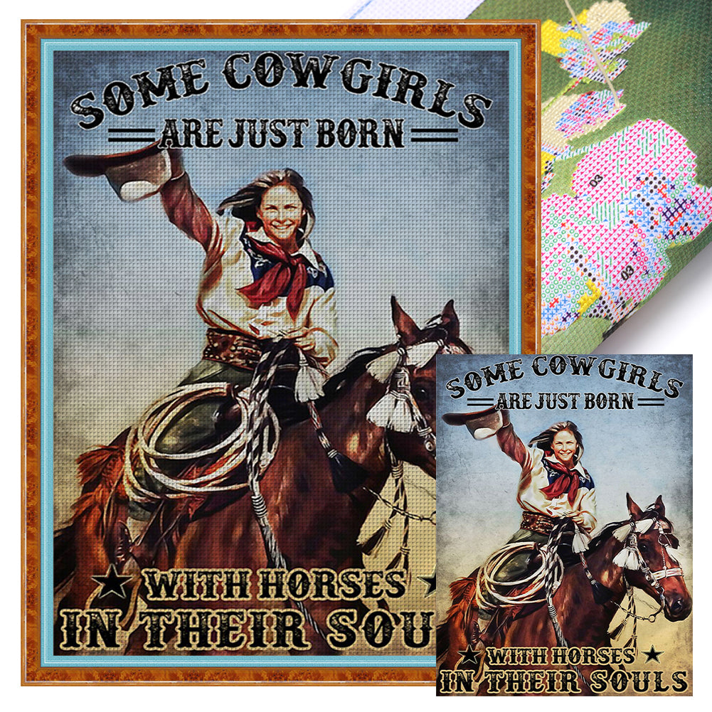 Western Cowgirl - 11CT Stamped Cross Stitch 40*55CM