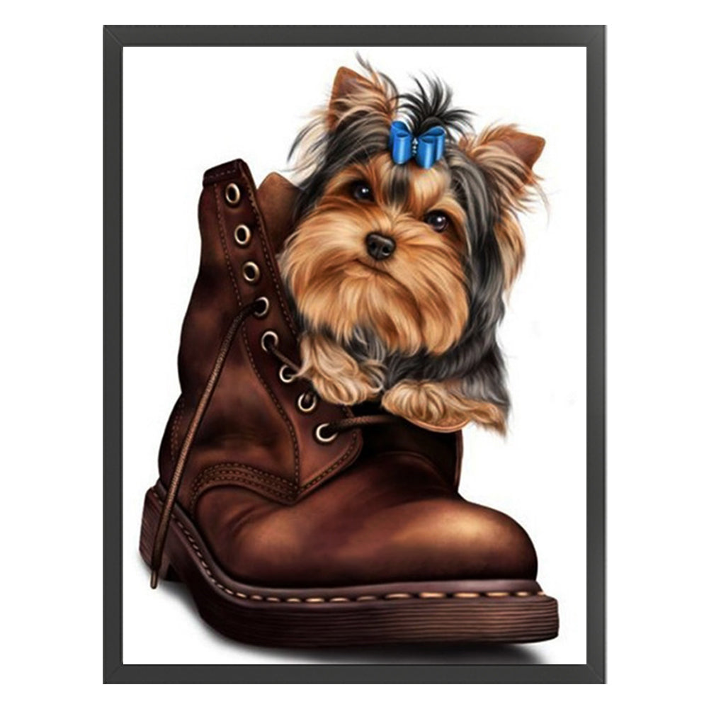 Yorkshire Terrier In Boots - 11CT Stamped Cross Stitch 40*53CM