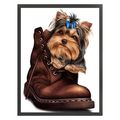 Yorkshire Terrier In Boots - 11CT Stamped Cross Stitch 40*53CM