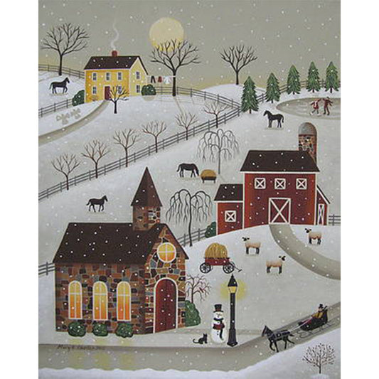 Chapel in the Snow - Full Round 30*40CM