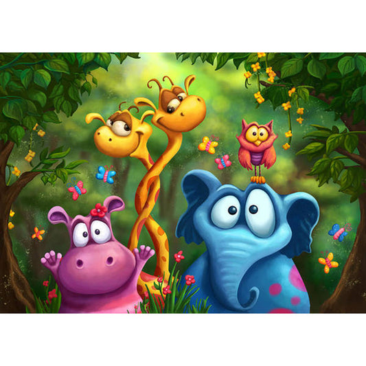 Group Photo Of Cartoon Animals - Full Round Drill Diamond Painting 40*50CM